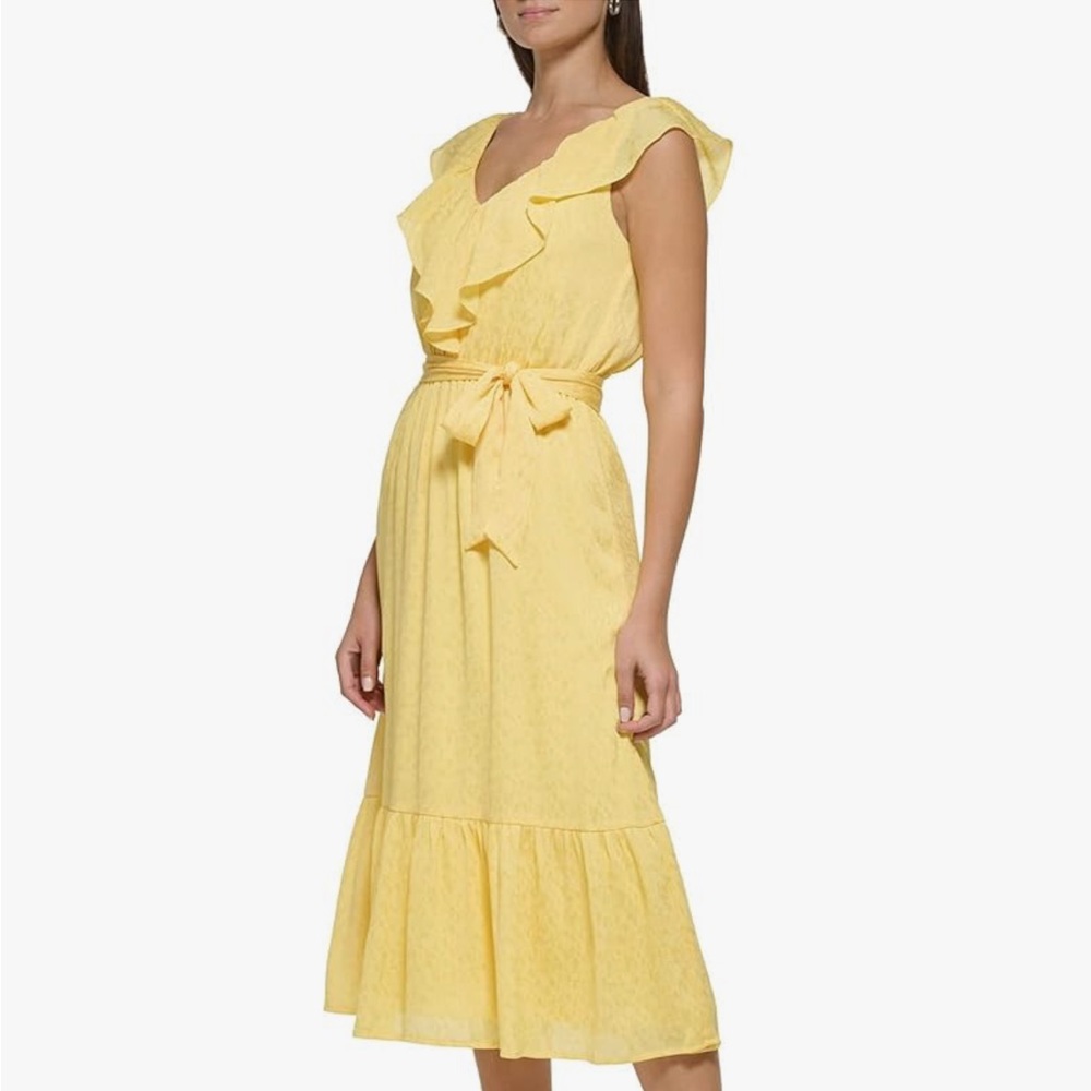 NWT DKNY Ruffle V- Neck Wear to Work Dress size 4